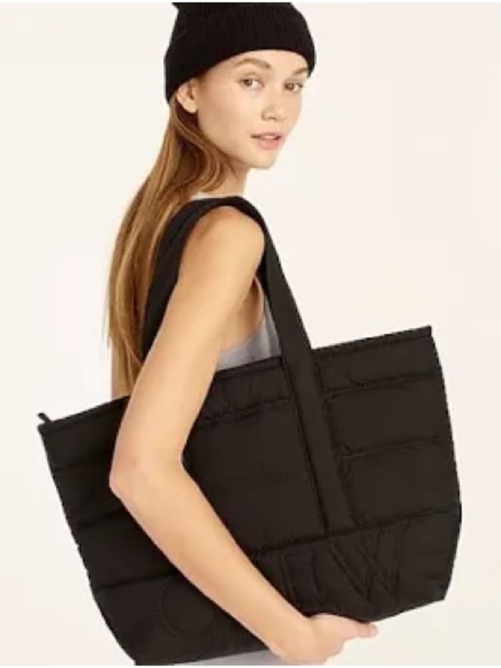 NWT J. Crew primaloft puffer logo tote bag
